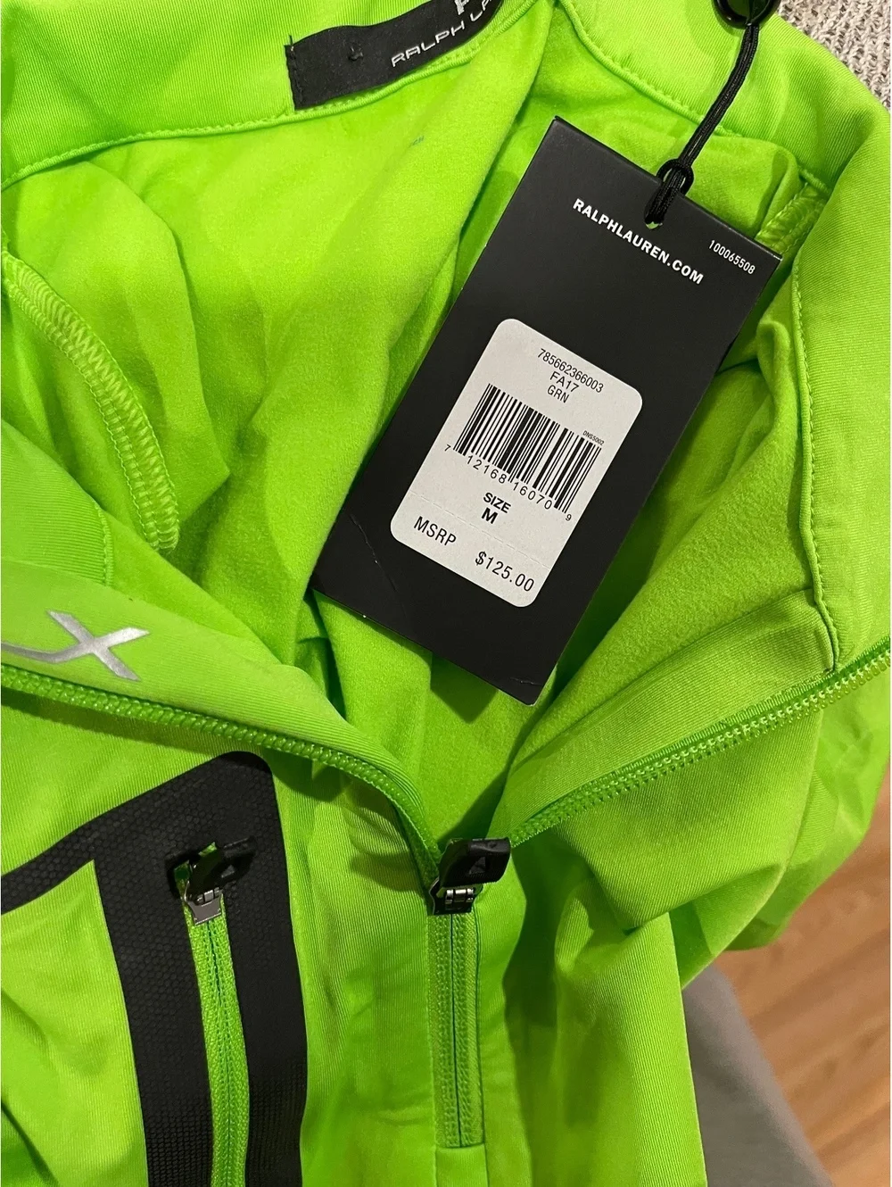 RLX Ralph Lauren Men's Lime Green Long Sleeve Quarter Zip